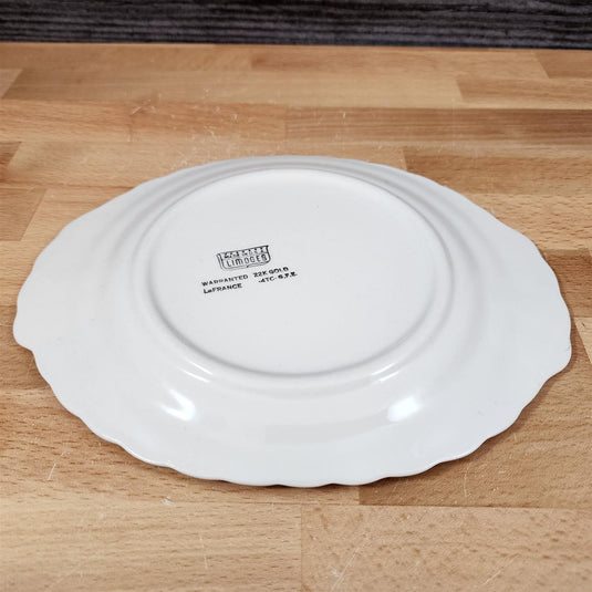 Limoges Floral Gravy Under Plate La France USA 22 K Gold Scalloped Edge Trim