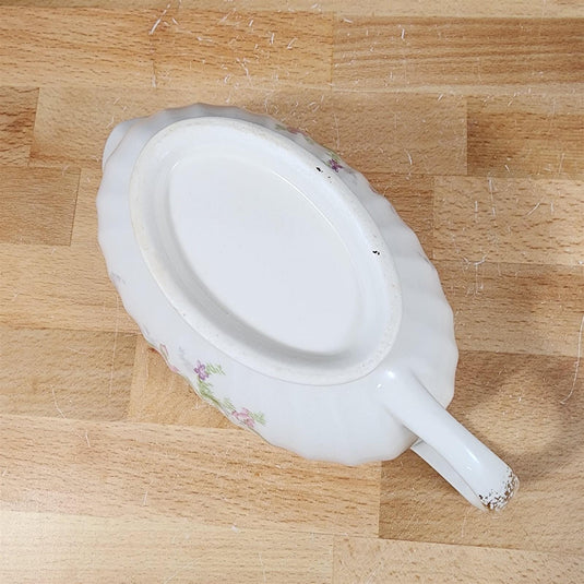 Limoges Floral Oval Gravy Boat La France USA 22 K Gold Scalloped Edge Trim