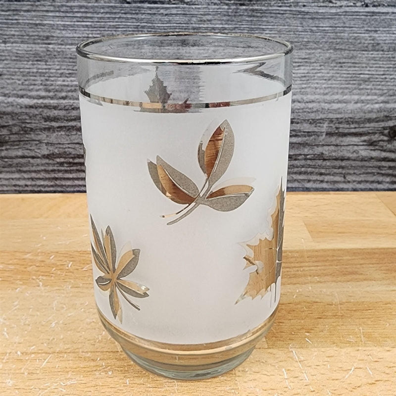 Load image into Gallery viewer, Silver Leaf Libbey Tumbler 4 Set Highball 12oz Frosted Old Fashioned Glass Flat
