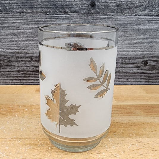 Silver Leaf Libbey Tumbler Highball 12oz Frosted Old Fashioned Glass Flat