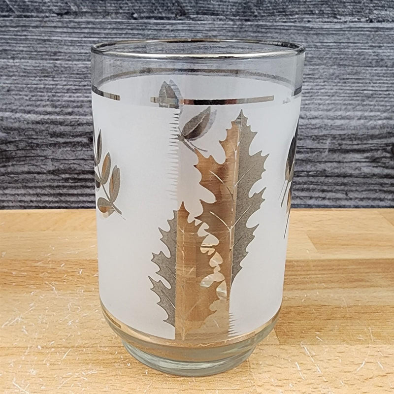 Load image into Gallery viewer, Silver Leaf Libbey Tumbler Highball 12oz Frosted Old Fashioned Glass Flat
