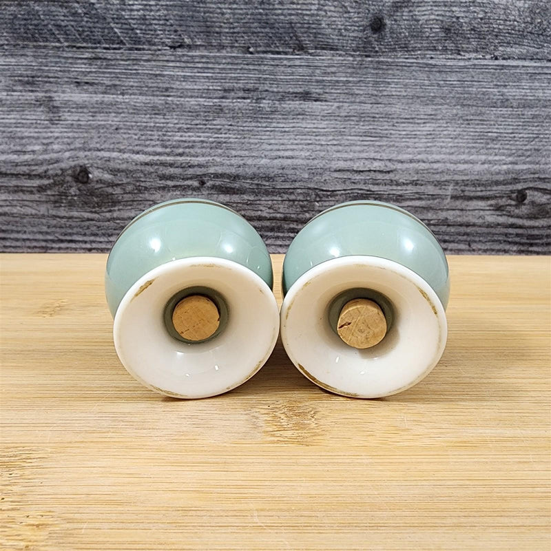 Load image into Gallery viewer, Flintridge Avalon Salt and Pepper Set Floral Sage Green Gold Trim Ceramic

