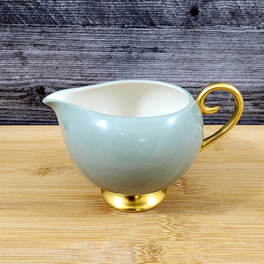 Flintridge Avalon Creamer Floral Sage Green Gold Trim Ceramic