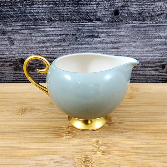 Flintridge Avalon Creamer Floral Sage Green Gold Trim Ceramic