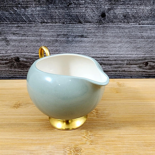 Flintridge Avalon Creamer Floral Sage Green Gold Trim Ceramic