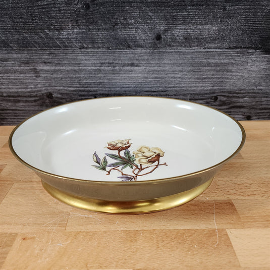 Flintridge Avalon Oval Vegetable Bowl loral Sage Green Gold Trim Ceramic