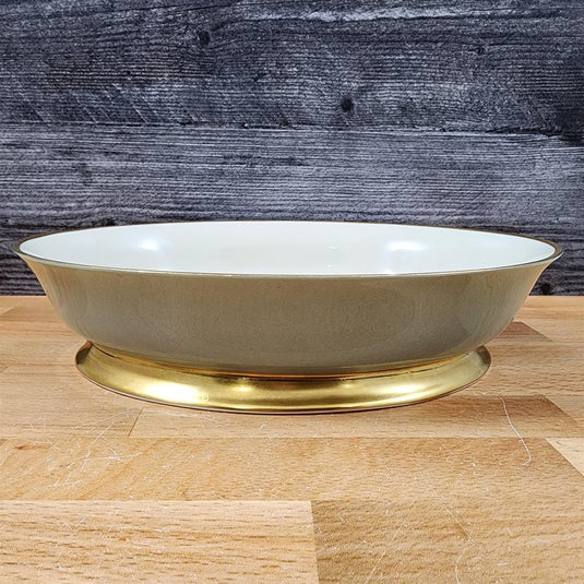 Flintridge Avalon Oval Vegetable Bowl loral Sage Green Gold Trim Ceramic