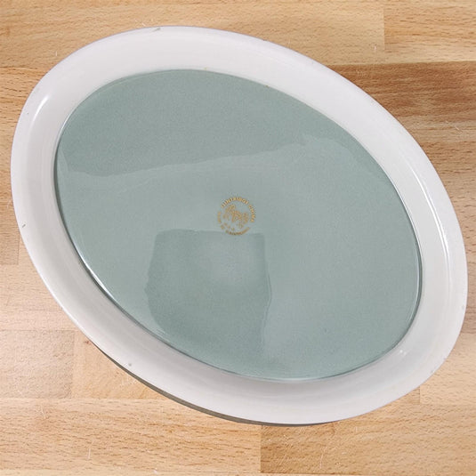 Flintridge Avalon Oval Vegetable Bowl loral Sage Green Gold Trim Ceramic