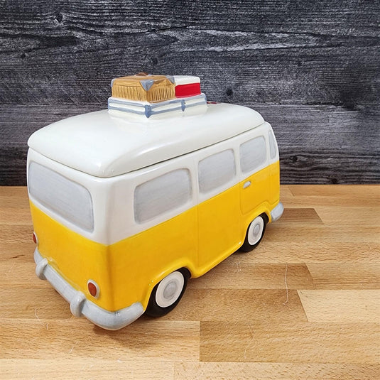Retro Love Van Cookie Candy Treat Jar Hippie Flower Bus by Blue Sky Ceramic