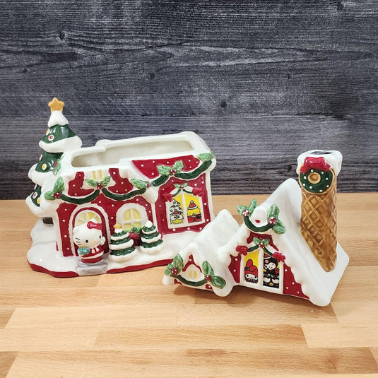 Hello Kitty and Friends Cookie Jar Whimsical Gingerbread House Blue Sky Ceramic