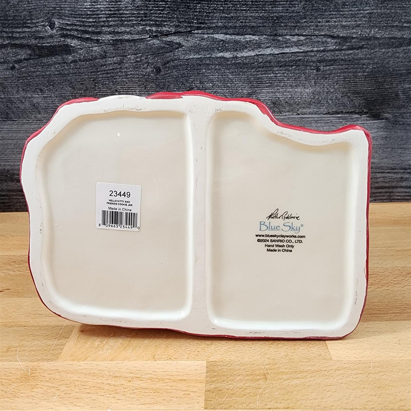 Load image into Gallery viewer, Hello Kitty and Friends Cookie Jar Whimsical Gingerbread House Blue Sky Ceramic
