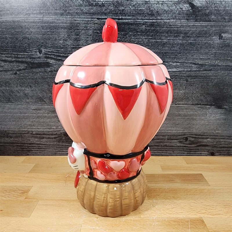 Load image into Gallery viewer, Hello Kitty Dear Daniel Luv Pink Hot Air Balloon Cookie Jar Blue Sky Ceramic
