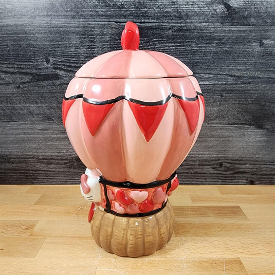 Hello Kitty Dear Daniel Luv Pink Hot Air Balloon Cookie Jar Blue Sky Ceramic