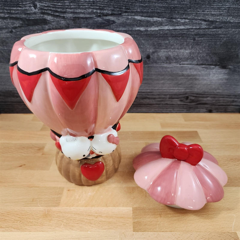 Load image into Gallery viewer, Hello Kitty Dear Daniel Luv Pink Hot Air Balloon Cookie Jar Blue Sky Ceramic
