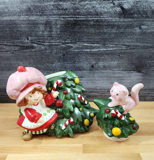 Strawberry Shortcake Falling For Cuteness Cookie Jar Ceramic Blue Sky Christmas