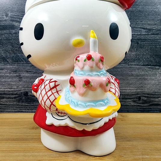Hello Kitty Birthday Bakery Cookie Jar White Ceramic Blue Sky Goldminc Sanrio