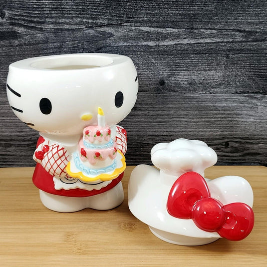Hello Kitty Birthday Bakery Cookie Jar White Ceramic Blue Sky Goldminc Sanrio