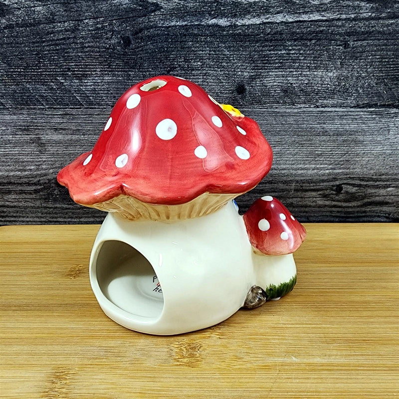 Load image into Gallery viewer, Nesting Mushroom Candle House Tea Light Ceramic Cottage Goldminc Blue Sky
