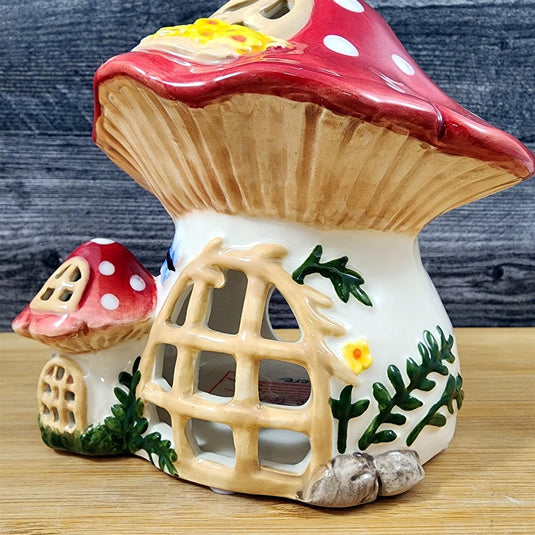 Nesting Mushroom Candle House Tea Light Ceramic Cottage Goldminc Blue Sky