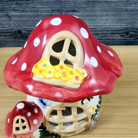 Nesting Mushroom Candle House Tea Light Ceramic Cottage Goldminc Blue Sky