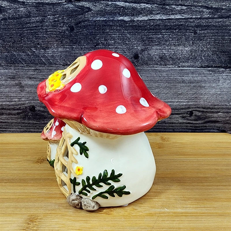 Load image into Gallery viewer, Nesting Mushroom Candle House Tea Light Ceramic Cottage Goldminc Blue Sky
