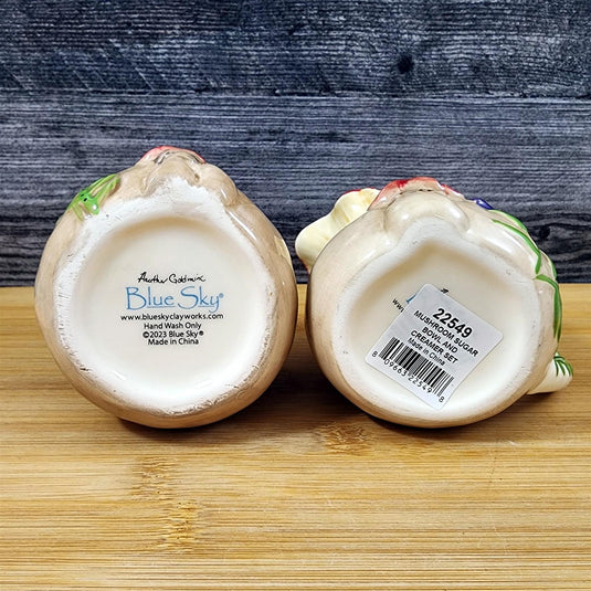 Toadstool Mushroom Sugar Bowl Creamer Set Ceramic Woodland Blue Sky Goldminc