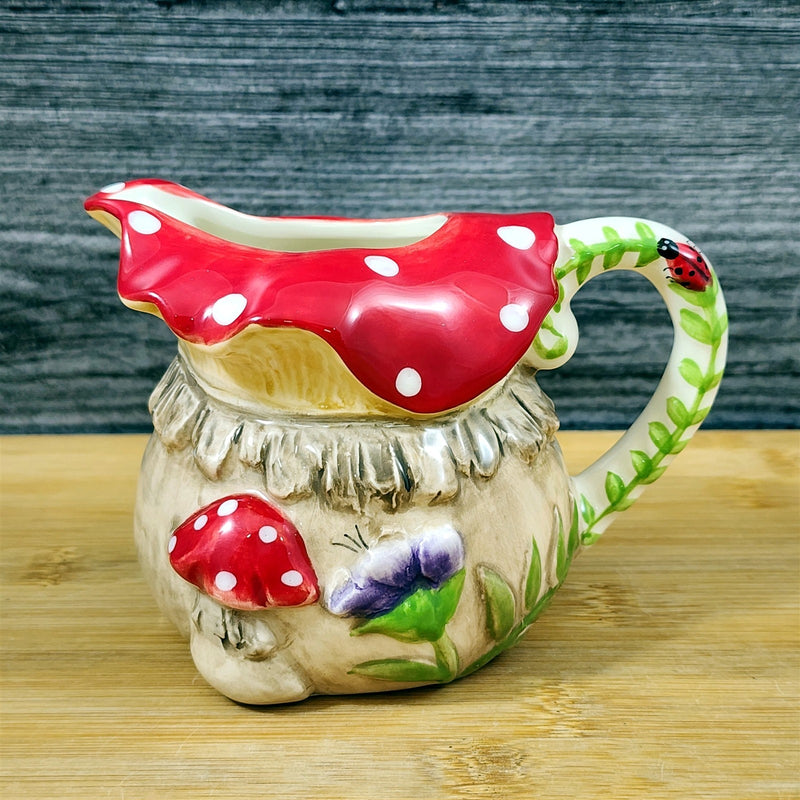 Load image into Gallery viewer, Toadstool Mushroom Creamer Rustic Woodland Cottagecore Ceramic Blue Sky Goldminc

