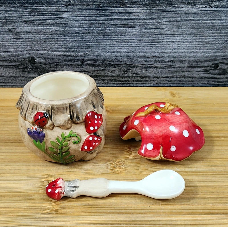 Load image into Gallery viewer, Toadstool Mushroom Sugar Bowl Woodland Rustic Garden Ceramic Blue Sky Goldminc
