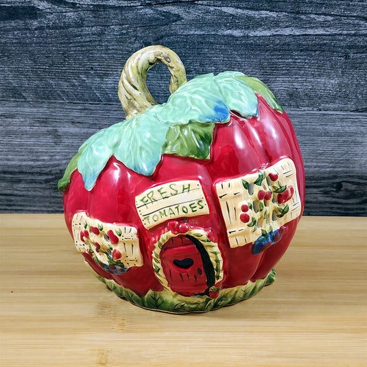 Tomato House Candle Holder Tealight Whimsical Ceramic Red Blue Sky Goldminc
