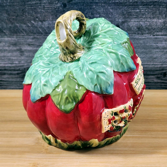 Tomato House Candle Holder Tealight Whimsical Ceramic Red Blue Sky Goldminc