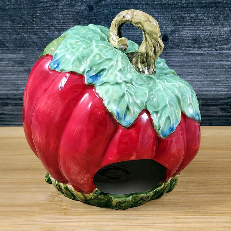 Load image into Gallery viewer, Tomato House Candle Holder Tealight Whimsical Ceramic Red Blue Sky Goldminc
