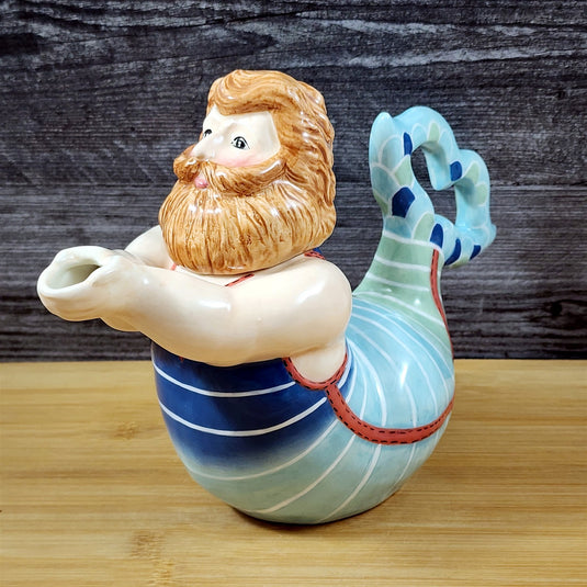 Merman Teapot Nautical Coastal Sea Ceramic Mermaid Style Blue Sky Goldminc