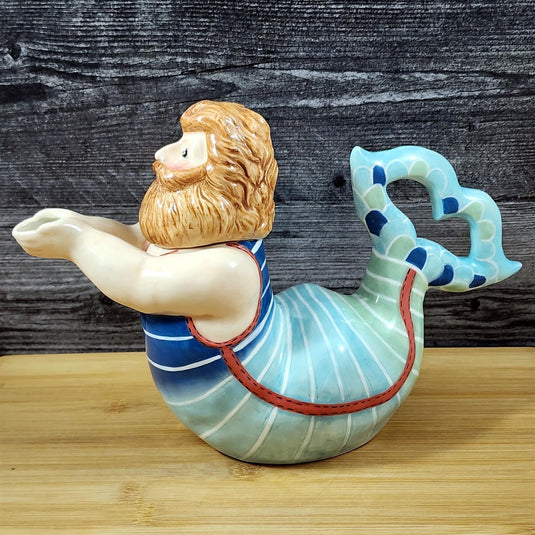 Merman Teapot Nautical Coastal Sea Ceramic Mermaid Style Blue Sky Goldminc