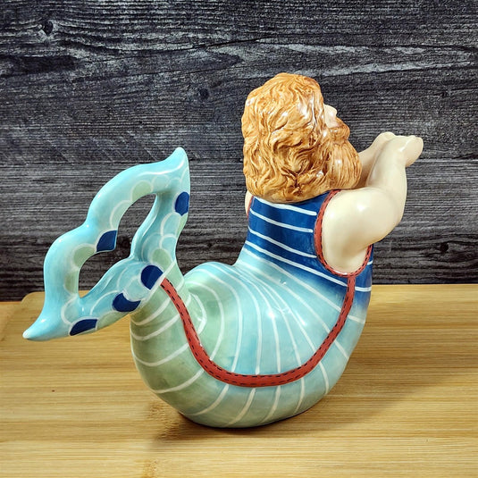 Merman Teapot Nautical Coastal Sea Ceramic Mermaid Style Blue Sky Goldminc