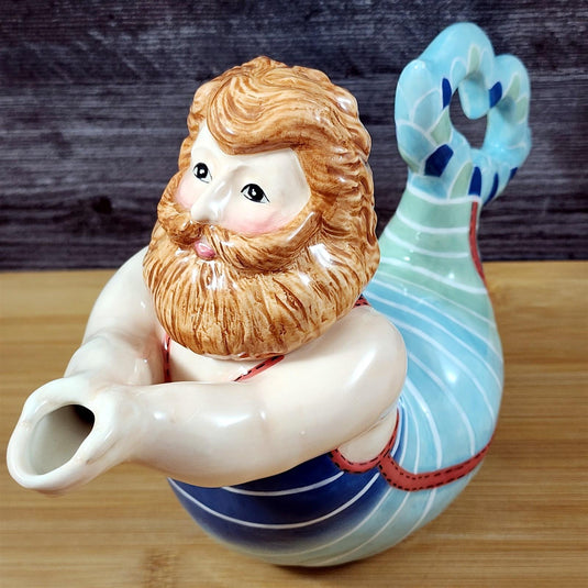 Merman Teapot Nautical Coastal Sea Ceramic Mermaid Style Blue Sky Goldminc