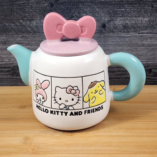 Hello Kitty and Friends Teapot Color Block White Pink Ceramic Blue Sky Sanrio