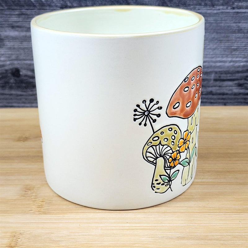 Load image into Gallery viewer, Garden Mushroom Canister Embossed Ceramic Blue Sky 5" Kitchen Utensil Holder
