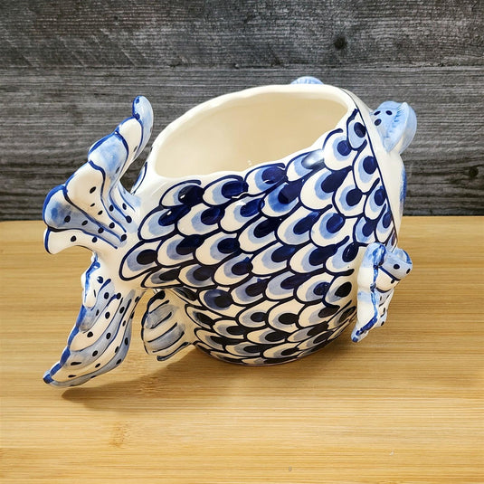 Fish Planter Succulent Plant Pot Holder Ceramic Sea Life Coastal Blue Sky Diane