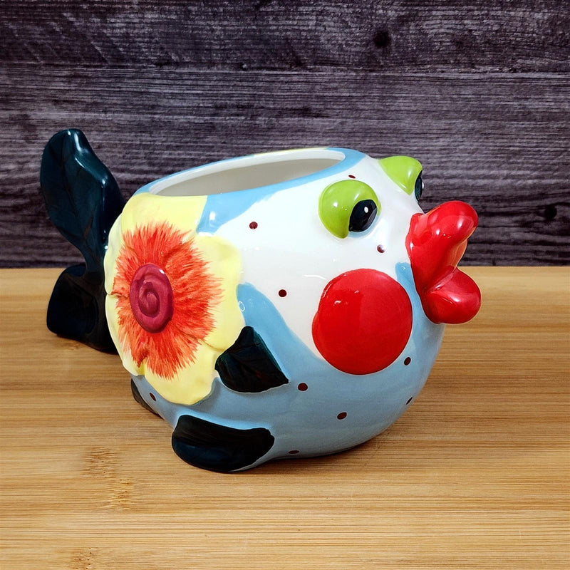 Load image into Gallery viewer, Kissy Fish Planter Succulent Plant Pot Holder Ceramic Miss Lorelei Blue Sky
