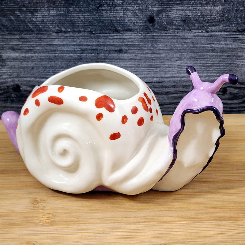 Load image into Gallery viewer, Snail Planter Succulent Plant Pot Holder White Ceramic Blue Sky Goldminc
