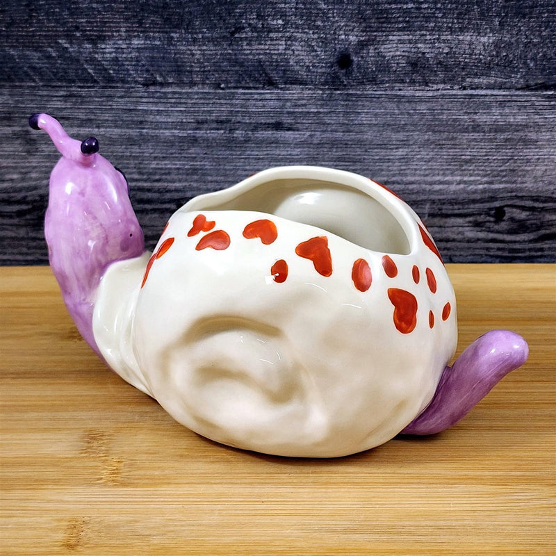 Load image into Gallery viewer, Snail Planter Succulent Plant Pot Holder White Ceramic Blue Sky Goldminc
