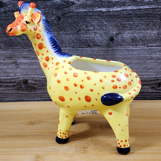Giraffe Planter Succulent Plant Pot Holder Yellow Ceramic Blue Sky Goldminc