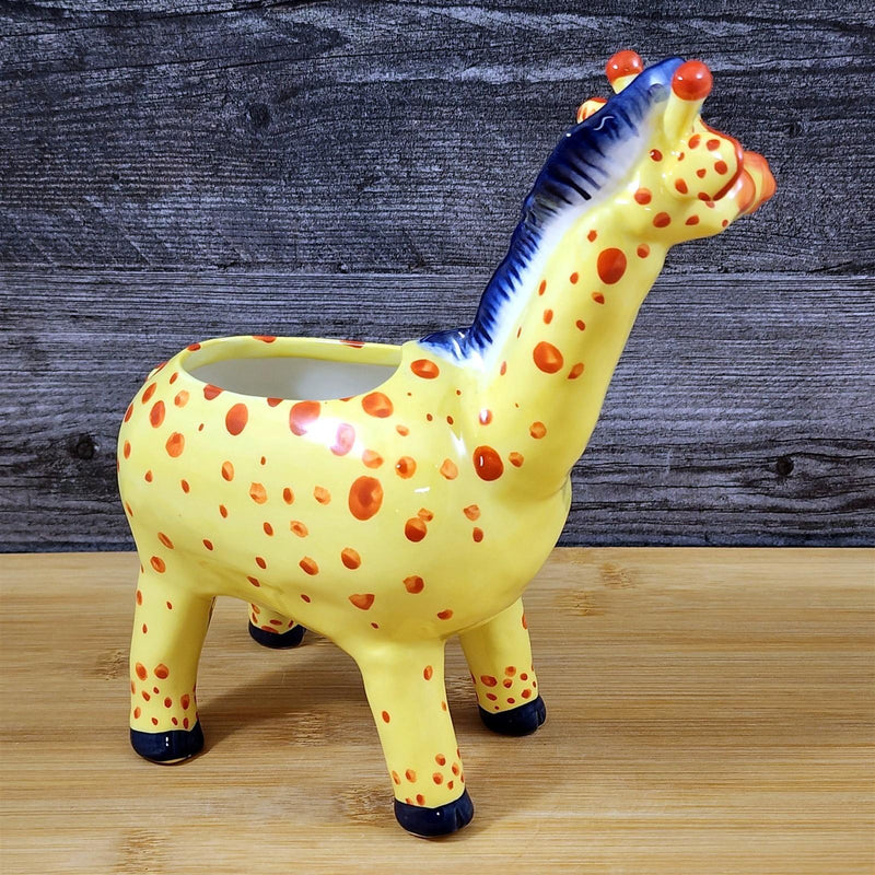 Load image into Gallery viewer, Giraffe Planter Succulent Plant Pot Holder Yellow Ceramic Blue Sky Goldminc
