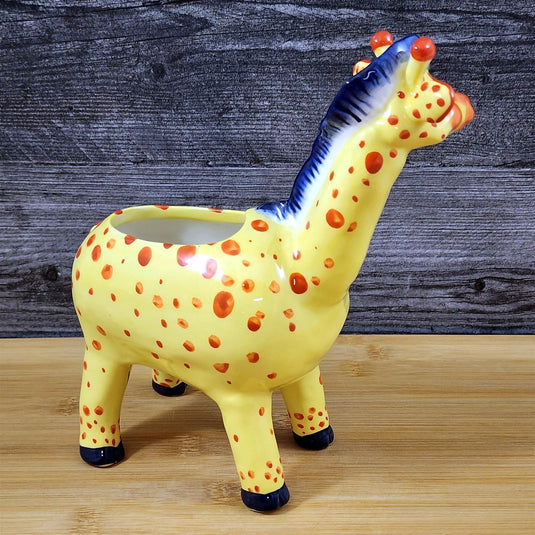 Giraffe Planter Succulent Plant Pot Holder Yellow Ceramic Blue Sky Goldminc