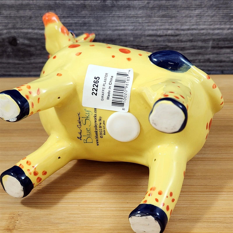 Load image into Gallery viewer, Giraffe Planter Succulent Plant Pot Holder Yellow Ceramic Blue Sky Goldminc

