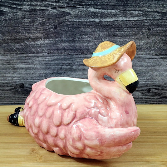 Flamingo Planter Succulent Plant Pot Holder Pink Ceramic Blue Sky Goldmic