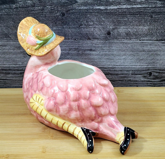 Flamingo Planter Succulent Plant Pot Holder Pink Ceramic Blue Sky Goldmic