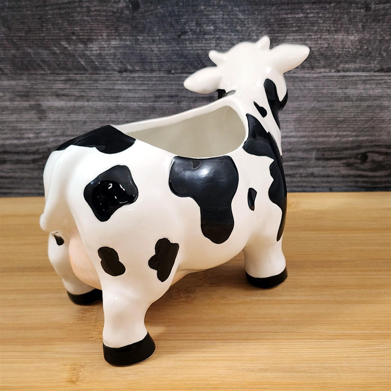 Load image into Gallery viewer, Cow Planter Utensil Succulent Plant Pot Holder Farm Barnyard Ceramic Blue Sky

