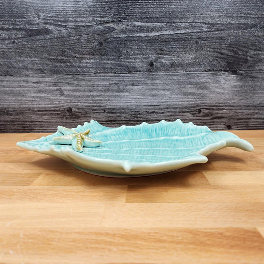 Shell Plate Sea Star Fish Tray Ceramic Life Ocean Conch Nautical Blue Sky