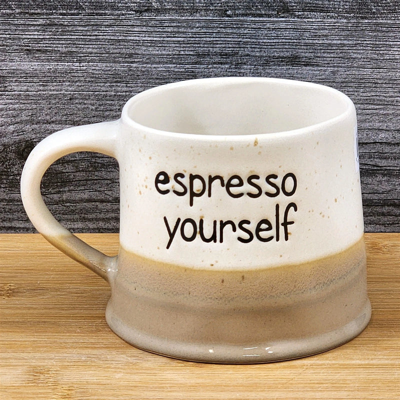 Load image into Gallery viewer, Ceramic Mug Expresso Yourself Coffee Lover Cup Ceramic Brown by Blue Sky 17oz
